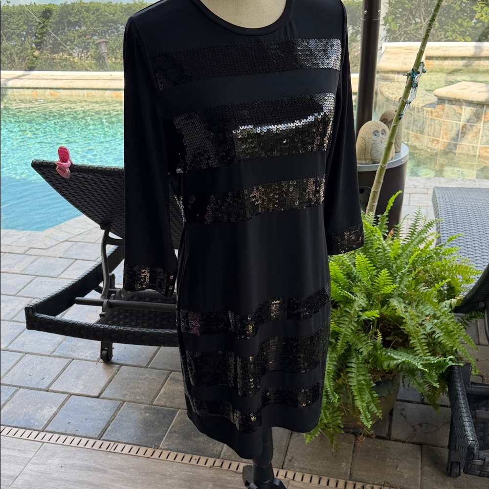 Michael Kors Black Sequin 3/4 Sleeves Dress - Picture 8 of 8